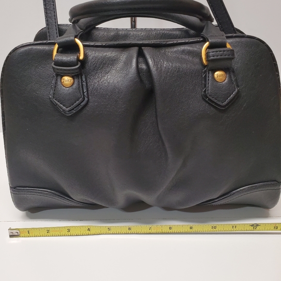 Juicy Couture Liquorice Romance Satchel Handbag with White Bow And Heart Charm - Picture 3 of 8